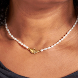 Clasped Hands Pearl Choker