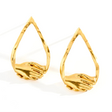 18ct Gold Vermeil Small Teardrop Clasped Stud Earrings