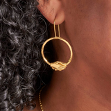 18ct Gold Vermeil Large Circle Clasped Fixed Hook Earrings