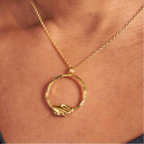18ct Gold Vermeil Large Clasped Circle Necklace