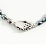 Clasped Hands Peacock Pearl Bracelet
