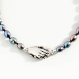 Clasped Hands Peacock Pearl Choker