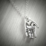 Silver Heart in Hand Necklace