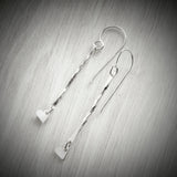 Twisted Drop Silver Heart Hook Earrings