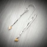 Twisted Drop Rose Gold & Silver Heart Hook Earrings