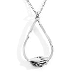 Silver Large Clasped Teardrop Necklace