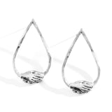 Silver Large Teardrop Clasped Stud Earrings