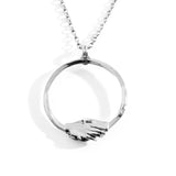 Silver Large Clasped Circle Necklace