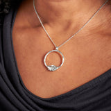 Silver Large Clasped Circle Necklace