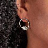 Silver Small Circle Clasped Stud Earrings