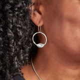 Silver Large Circle Clasped Fixed Hook Earrings