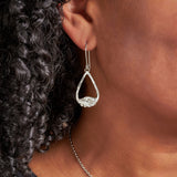 Silver Small Teardrop Clasped Hook Earrings
