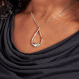 Silver Large Clasped Teardrop Necklace