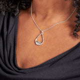 Silver Small Clasped Teardrop Necklace