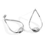 Silver Large Teardrop Clasped Stud Earrings