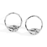 Silver Small Circle Clasped Stud Earrings
