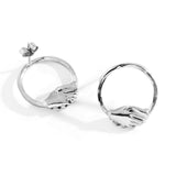 Silver Small Circle Clasped Stud Earrings