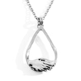 Silver Small Clasped Teardrop Necklace