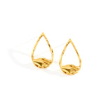 18ct Gold Vermeil Small Teardrop Clasped Stud Earrings