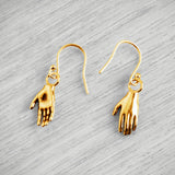 18ct Gold Vermeil Tiny Hand Hook Earrings
