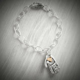 Gold Heart in Hand Bracelet