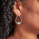Silver Large Teardrop Clasped Stud Earrings
