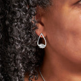 Silver Small Teardrop Clasped Stud Earrings