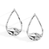 Silver Small Teardrop Clasped Stud Earrings