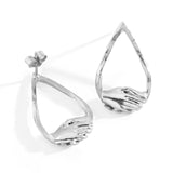 Silver Small Teardrop Clasped Stud Earrings